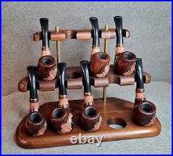 Pipe Stand for 9 Smoking Bowls Wooden Pipe Holder Tobacco Pipe Rack