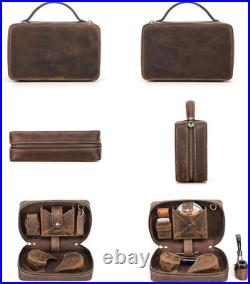 Pipe Tobacco Pouch with Pipe Stand Full Grain Leather Tobacco Pipe Accessories B