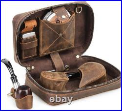 Pipe Tobacco Pouch with Pipe Stand Full Grain Leather Tobacco Pipe Accessories B