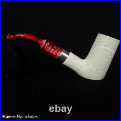 Poker Block Meerschaum Pipe, 925 Silver, Smoking Pipe, Tobacco Pipa CASE AGM-70