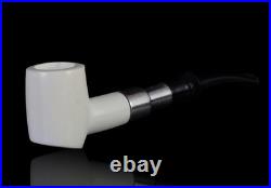 Poker Block Meerschaum Pipe 925 silver Smooth smoking tobacco with case MD-104