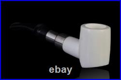 Poker Block Meerschaum Pipe 925 silver Smooth smoking tobacco with case MD-104