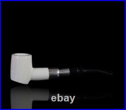 Poker Block Meerschaum Pipe 925 silver Smooth smoking tobacco with case MD-104