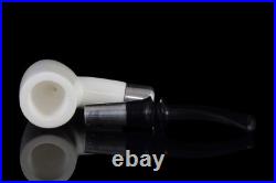 Poker Block Meerschaum Pipe 925 silver Smooth smoking tobacco with case MD-104