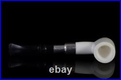 Poker Block Meerschaum Pipe 925 silver Smooth smoking tobacco with case MD-104
