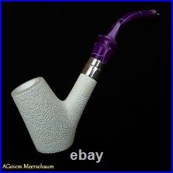 Poker Block Meerschaum Pipes, 925 Silver, Smoking Pipe, Tobacco + CASE AGM85