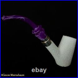 Poker Block Meerschaum Pipes, 925 Silver, Smoking Pipe, Tobacco + CASE AGM85