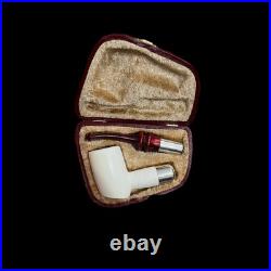 Poker Meerschaum Pipe 925 silver Smooth handmade smoking tobacco pipe 9 mm filte