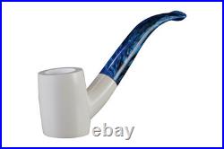 Poker Meerschaum Pipe handmade Smooth smoking tobacco Blue stem with case MD-19