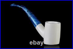 Poker Meerschaum Pipe handmade Smooth smoking tobacco Blue stem with case MD-19