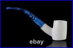 Poker Meerschaum Pipe handmade Smooth smoking tobacco Blue stem with case MD-19