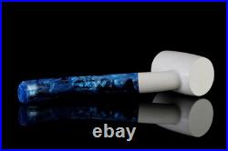 Poker Meerschaum Pipe handmade Smooth smoking tobacco Blue stem with case MD-19