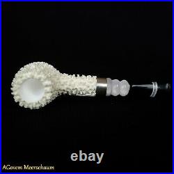 Poker Meerschaum Pipes, 925 Silver, Smoking Pipe, Tobacco Pipa + CASE AGM95