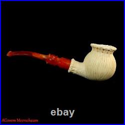 Poppy Meerschaum Smoking Pipe w Case Turkish Carved Tobacco AGovem Pipe AGM-937