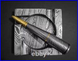 Premium Damascus Steel Handmade Bullet Pipe & Ashtray Set, Tobacco Smoking Set