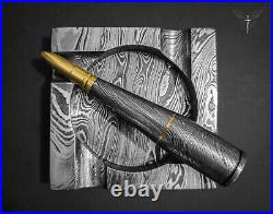 Premium Damascus Steel Handmade Bullet Pipe & Ashtray Set, Tobacco Smoking Set