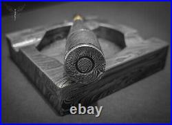 Premium Damascus Steel Handmade Bullet Pipe & Ashtray Set, Tobacco Smoking Set