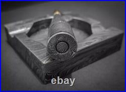 Premium Damascus Steel Handmade Bullet Pipe & Ashtray Set, Tobacco Smoking Set
