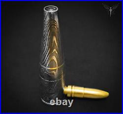 Premium Damascus Steel Handmade Bullet Pipe & Ashtray Set, Tobacco Smoking Set