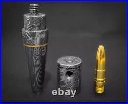 Premium Damascus Steel Handmade Bullet Pipe & Ashtray Set, Tobacco Smoking Set
