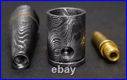 Premium Damascus Steel Handmade Bullet Pipe & Ashtray Set, Tobacco Smoking Set
