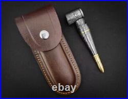 Premium Damascus Steel Handmade Bullet Pipe & Ashtray Set, Tobacco Smoking Set