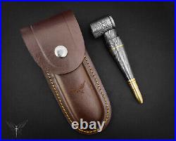 Premium Damascus Steel Handmade Bullet Pipe & Ashtray Set, Tobacco Smoking Set