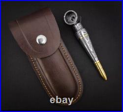 Premium Damascus Steel Handmade Bullet Pipe & Ashtray Set, Tobacco Smoking Set