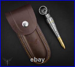 Premium Damascus Steel Handmade Bullet Pipe & Ashtray Set, Tobacco Smoking Set