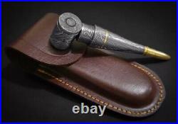 Premium Damascus Steel Handmade Bullet Pipe & Ashtray Set, Tobacco Smoking Set