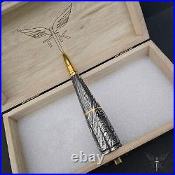 Premium Damascus Steel Handmade Bullet Pipe & Ashtray Set, Tobacco Smoking Set