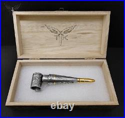 Premium Damascus Steel Handmade Bullet Pipe & Ashtray Set, Tobacco Smoking Set