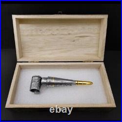 Premium Damascus Steel Handmade Bullet Pipe & Ashtray Set, Tobacco Smoking Set