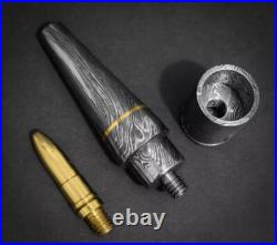 Premium Damascus Steel Handmade Bullet Pipe, Smoking Tools, Discreet Tobacco Pipe