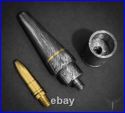 Premium Damascus Steel Handmade Bullet Pipe, Smoking Tools, Discreet Tobacco Pipe