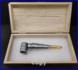 Premium Damascus Steel Handmade Bullet Pipe, Smoking Tools, Discreet Tobacco Pipe