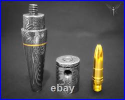 Premium Damascus Steel Handmade Bullet Pipe, Smoking Tools, Discreet Tobacco Pipe