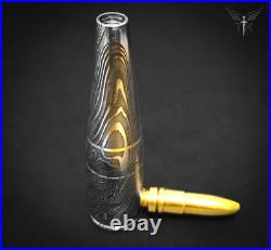 Premium Damascus Steel Handmade Bullet Pipe, Smoking Tools, Discreet Tobacco Pipe