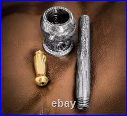 Premium Damascus Steel, Handmade, Compact Size -Tobacco Smoking Pipe with Sheath