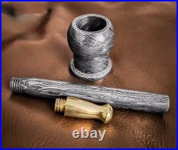 Premium Damascus Steel, Handmade, Compact Size -Tobacco Smoking Pipe with Sheath