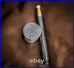 Premium Damascus Steel, Handmade, Compact Size -Tobacco Smoking Pipe with Sheath