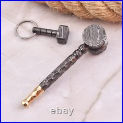 Premium Damascus Steel Handmade Pipe & Ashtray Set Smoking Tobacco, Cigar, Pipe
