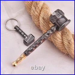 Premium Damascus Steel Handmade Pipe & Ashtray Set Smoking Tobacco, Cigar, Pipe