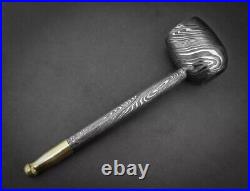 Premium Damascus Steel Handmade Pipe & Ashtray, Tobacco Smoking Pipe Ashtray Set