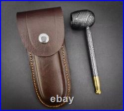 Premium Damascus Steel Handmade Pipe & Ashtray, Tobacco Smoking Pipe Ashtray Set