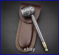 Premium Damascus Steel Handmade Pipe & Ashtray, Tobacco Smoking Pipe Ashtray Set