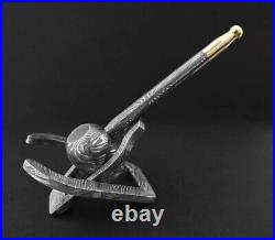 Premium Damascus Steel Handmade Pipe Stand & Pipe Set for Tobacco Smoking Pipes