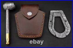 Premium Damascus Steel Handmade Pipe Stand & Pipe Set for Tobacco Smoking Pipes