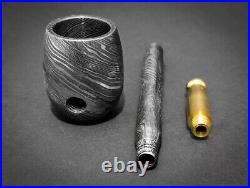 Premium Damascus Steel Handmade Pipe Stand & Pipe Set for Tobacco Smoking Pipes