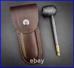 Premium Damascus Steel Handmade Pipe Stand & Pipe Set for Tobacco Smoking Pipes